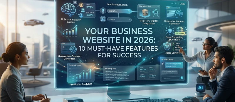 modern business website features in 2026 AI personalization mobile first design and SEO optimization